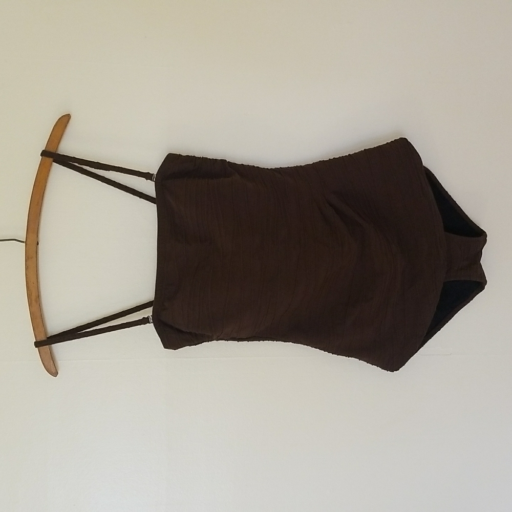 GOTTEX vintage brown textured modest retro one piece swimsuit size M